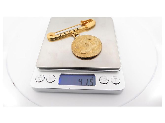 VINTAGE CHANEL BROSCHE PIN MEDAILLE LOGO CC 1994 GOLDMETALL BROSCHE Golden - Ansicht 6
