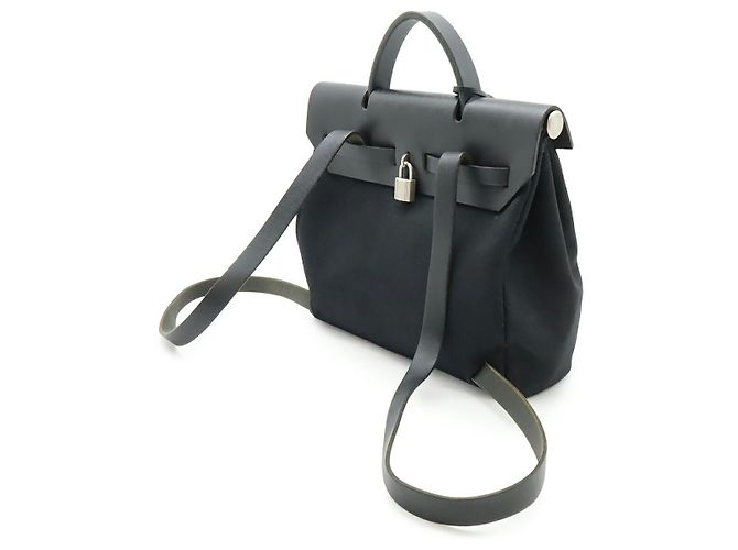Borsa 2 in 1 Herbag PM Toile Officier di Hermès Nero - vista 2