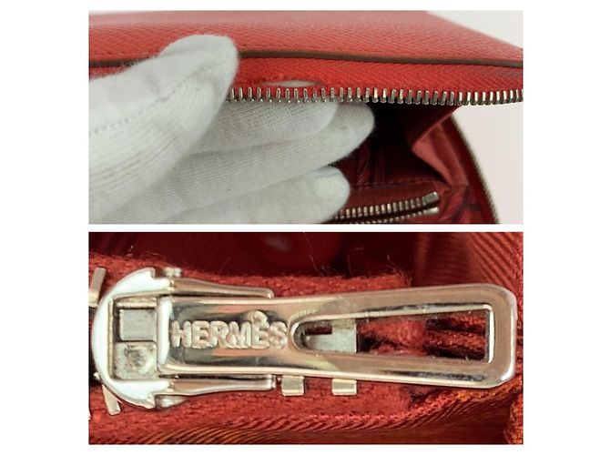 Portafoglio Lungo Azap Silk'in di Hermès Rosso - vista 7