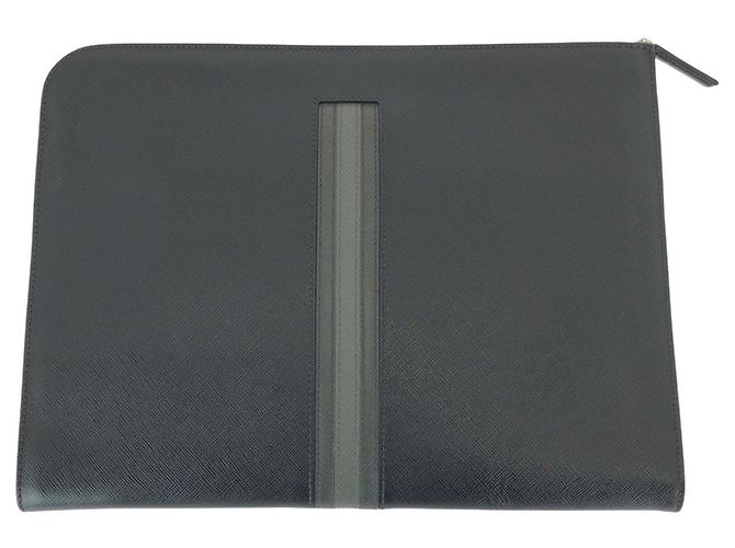 Clutch L-Zip in pelle Saffiano Prada Nero - vista 2