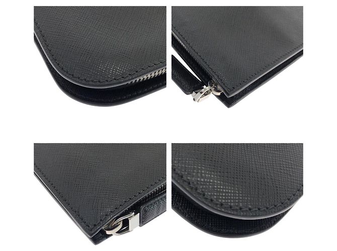 Clutch L-Zip in pelle Saffiano Prada Nero - vista 4