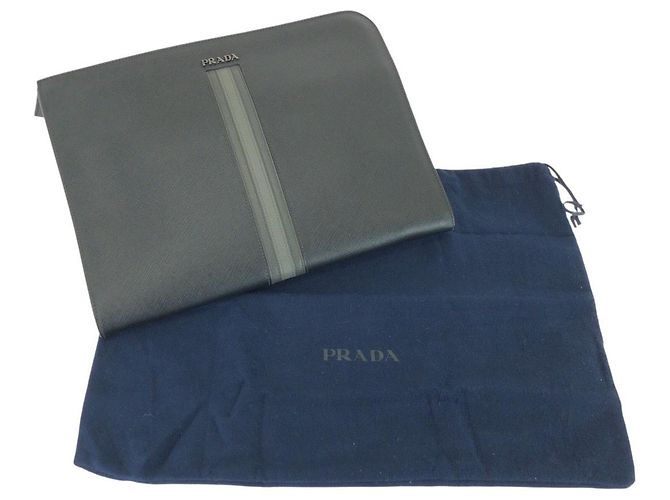 Clutch L-Zip in pelle Saffiano Prada Nero - vista 6