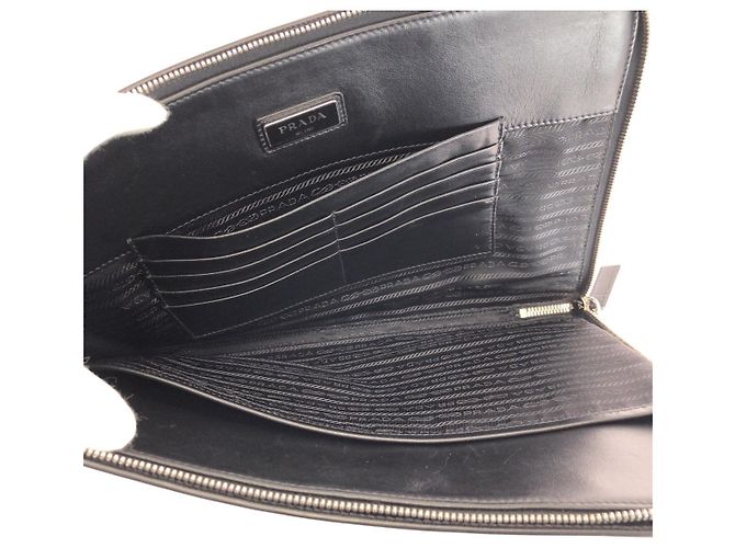 Clutch L-Zip in pelle Saffiano Prada Nero - vista 7
