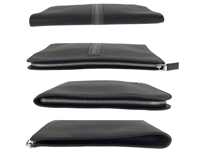 Clutch L-Zip in pelle Saffiano Prada Nero - vista 8