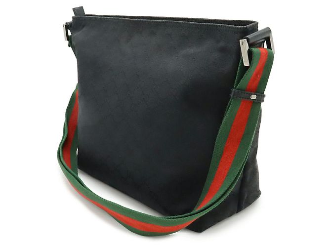 Borsa a Spalla in Tela GG e Pelle Gucci Nero - vista 2