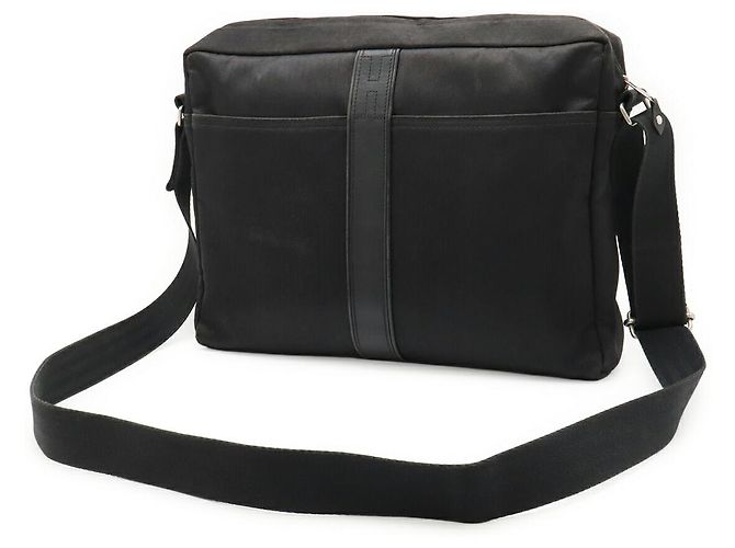Hermès Borsa a tracolla in nylon e pelle Hermes Acapulco Basas MM Nero - vista 2