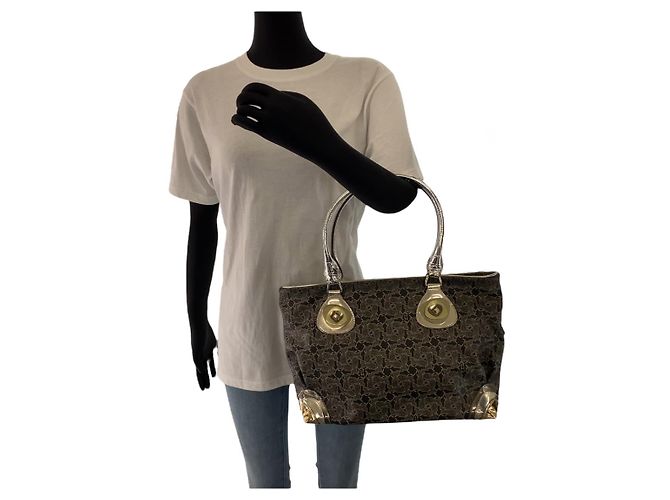 Céline Borsa a Spalla Celine Vintage Salky Carriage Tote Grigio - vista 7