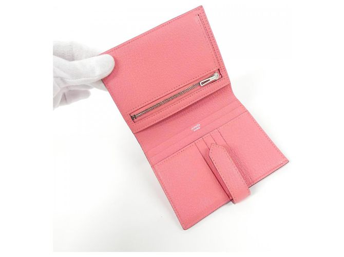 Portafoglio Compatto Béarn in Capra Hermès Rosa - vista 6