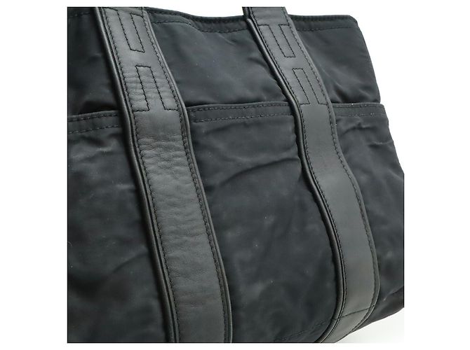 Hermès Acapulco PM Nylon-Leder Tote Bag Schwarz - Ansicht 8