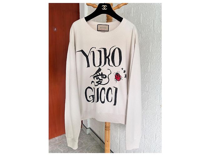 Gucci Higuchi Yuko Collaboration Baumwoll Sweatshirt Creme Roh - Ansicht 2