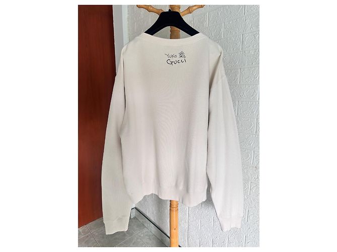 Gucci Higuchi Yuko Collaboration Baumwoll Sweatshirt Creme Roh - Ansicht 3
