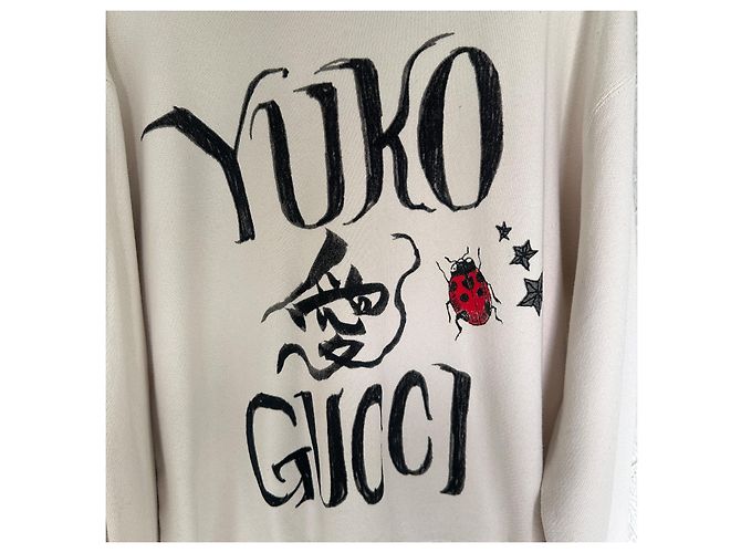 Gucci Higuchi Yuko Collaboration Baumwoll Sweatshirt Creme Roh - Ansicht 6