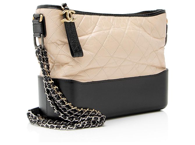 Chanel Gabrielle Medium Hobo en cuir de veau vieilli Marron Beige - vue 2