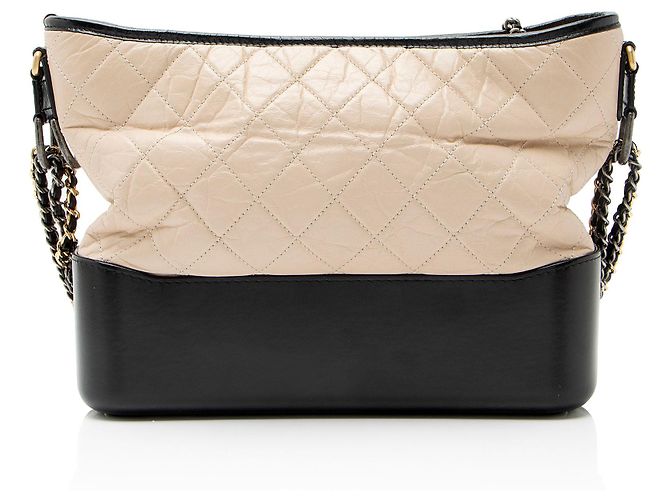Chanel Gabrielle Medium Hobo en cuir de veau vieilli Marron Beige - vue 3