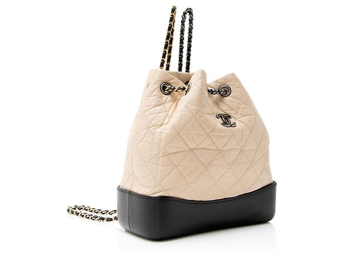 Zaino Gabrielle Small in pelle di vitello invecchiata Chanel Marrone Beige - vista 2