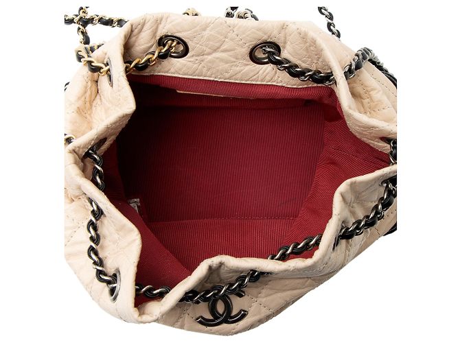 Zaino Gabrielle Small in pelle di vitello invecchiata Chanel Marrone Beige - vista 7