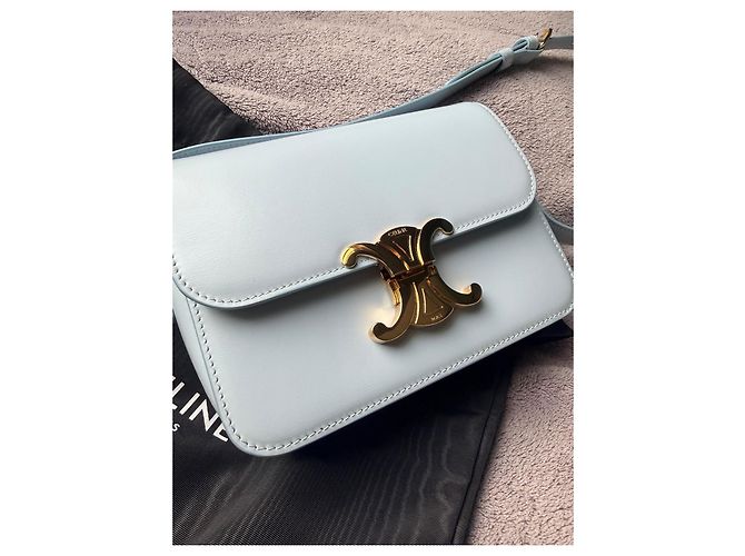 Classic Box Borsa a mano Céline Triomphe Teen Pelle Blu Chiaro - vista 2