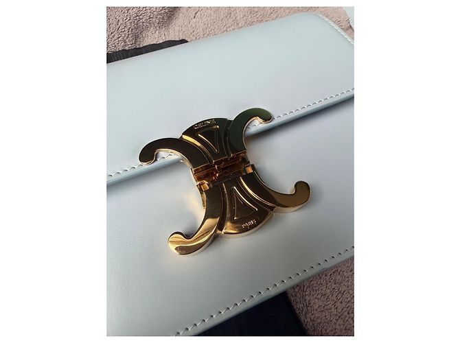 Classic Box Borsa a mano Céline Triomphe Teen Pelle Blu Chiaro - vista 4