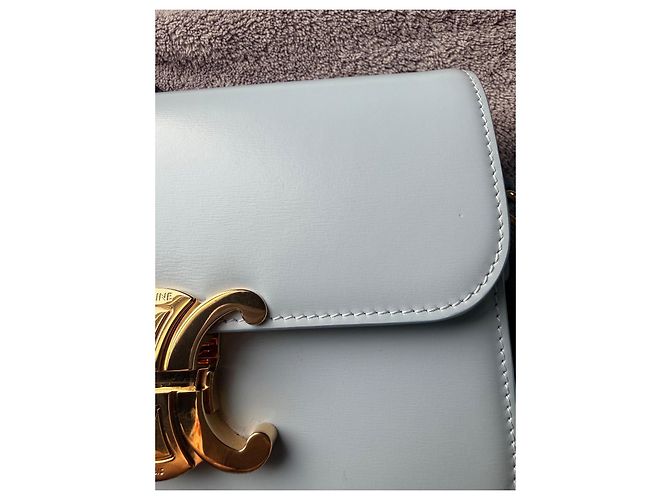Classic Box Borsa a mano Céline Triomphe Teen Pelle Blu Chiaro - vista 7