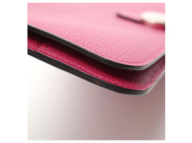 Hermès Cartera bifold larga Dogon de cuero Hermes Rosa - vista 6