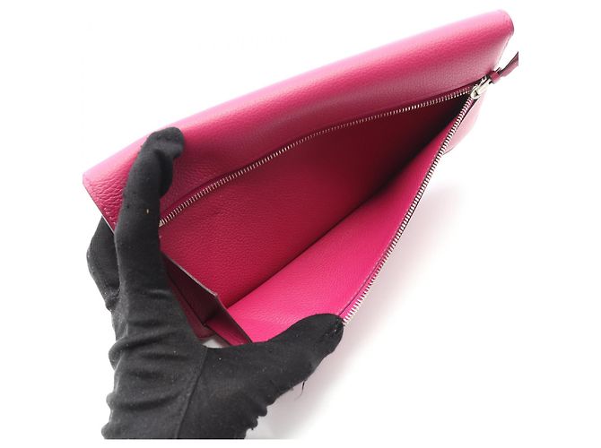 Hermès Cartera bifold larga Dogon de cuero Hermes Rosa - vista 8