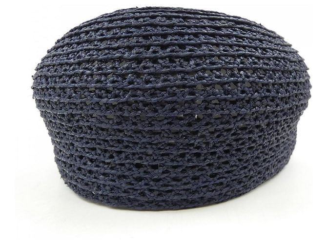 Hermès Cappello Raffia CrudeDeSel CanoeH GALATEE 57 Blu - vista 4