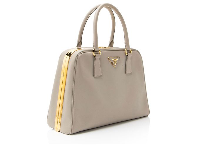 Bolso piramidal enmarcado Saffiano de Prada Gris - vista 2