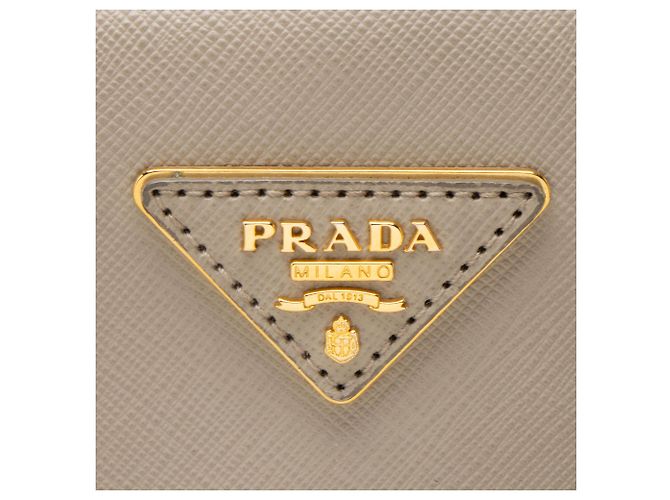 Bolso piramidal enmarcado Saffiano de Prada Gris - vista 8