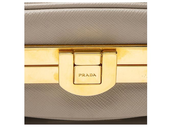 Bolso piramidal enmarcado Saffiano de Prada Gris - vista 9
