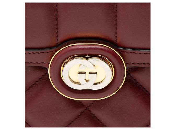 Borsa a spalla piccola in pelle di vitello Gucci Deco Rosso - vista 9