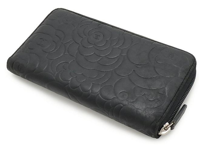 Portafoglio con zip Camelia Chanel in pelle nera Nero - vista 2