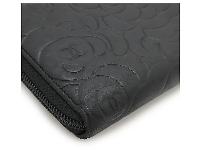 Portafoglio con zip Camelia Chanel in pelle nera Nero - vista 3