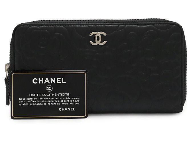 Portafoglio con zip Camelia Chanel in pelle nera Nero - vista 9