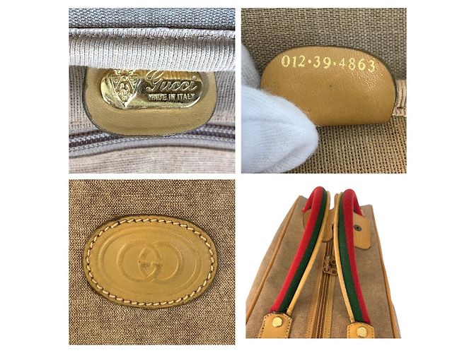 Borsa Boston Vintage Gucci Beige PVC Marrone - vista 4