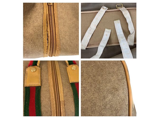 Borsa Boston Vintage Gucci Beige PVC Marrone - vista 5