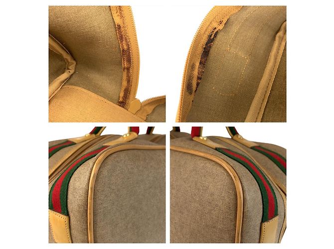 Borsa Boston Vintage Gucci Beige PVC Marrone - vista 6
