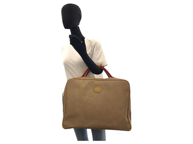 Borsa Boston Vintage Gucci Beige PVC Marrone - vista 8