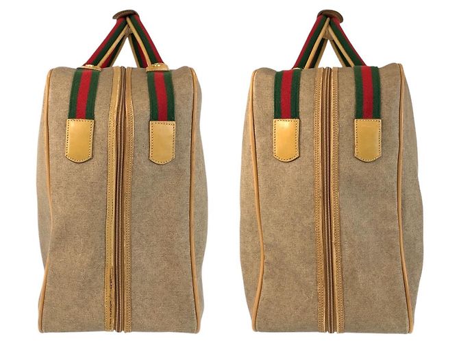 Borsa Boston Vintage Gucci Beige PVC Marrone - vista 9