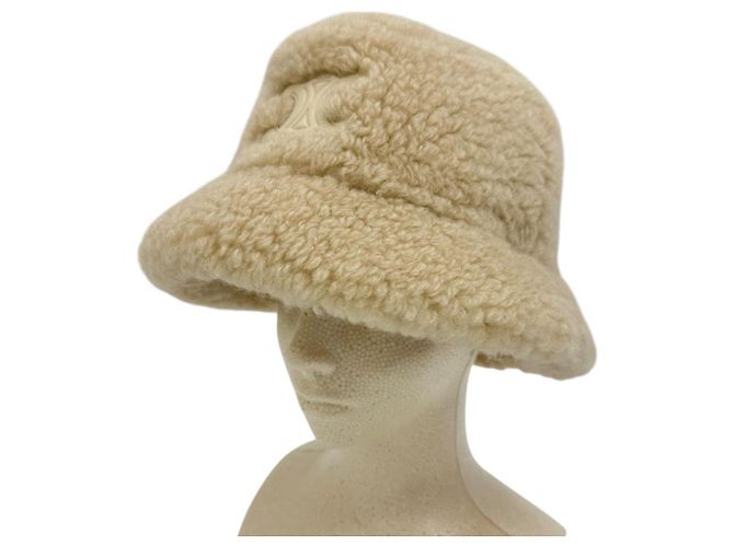 Céline Cappello bucket in cashmere e cotone Celine Triomphe - vista 5
