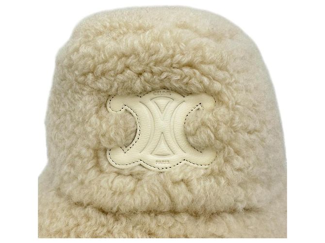 Céline Cappello bucket in cashmere e cotone Celine Triomphe - vista 6