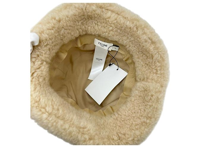 Céline Cappello bucket in cashmere e cotone Celine Triomphe - vista 7