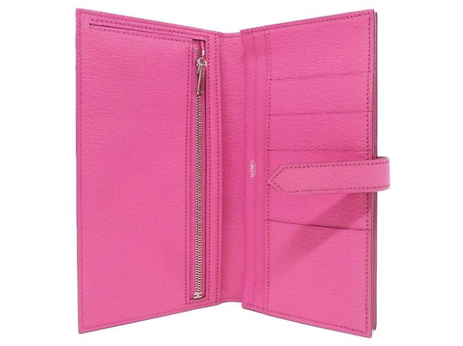 Portafoglio Lungo Soufflet Chèvre Béarn Hermès Rosa - vista 5