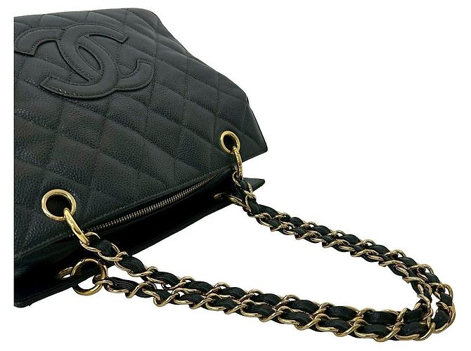 2.55 Chanel Matelassé Caviar Leder Tote Bag Schwarz - Ansicht 5