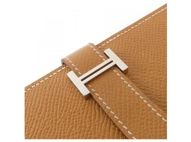 Carteira Longa Hermès Béarn Soufflet Epsom Dourado Metálico - vista 4