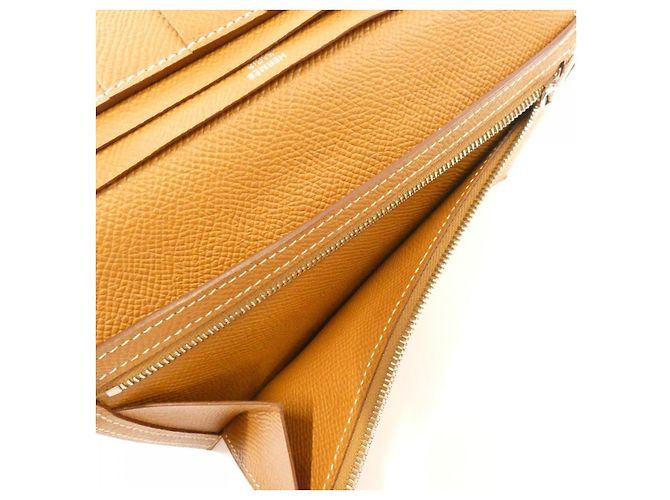Carteira Longa Hermès Béarn Soufflet Epsom Dourado Metálico - vista 6
