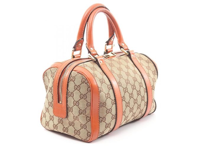 Borsa a mano in pelle GG Canvas di Gucci Marrone Beige - vista 2