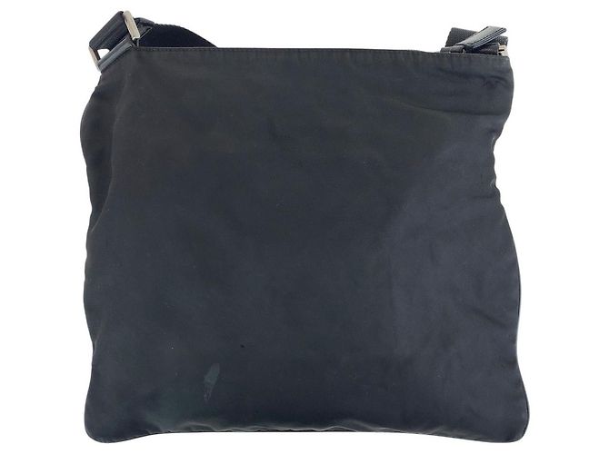 Bolsa mensageiro em nylon tessuto com logo triangular Prada Preto - vista 2