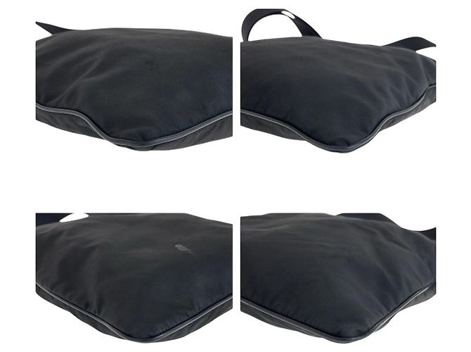 Bolsa mensageiro em nylon tessuto com logo triangular Prada Preto - vista 4