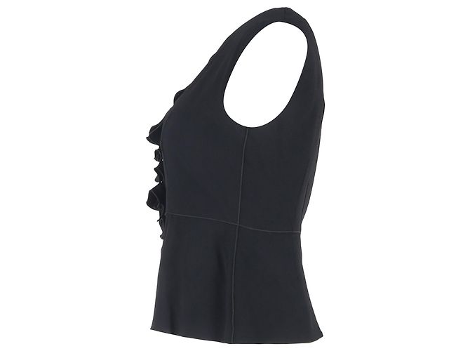 Schwarz Polyester V-Ausschnitt Rüschenshirt von Marc Jacobs - Ansicht 2