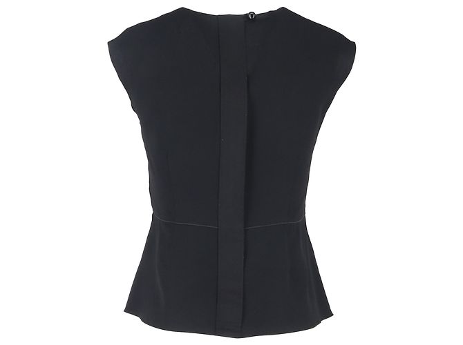 Schwarz Polyester V-Ausschnitt Rüschenshirt von Marc Jacobs - Ansicht 3